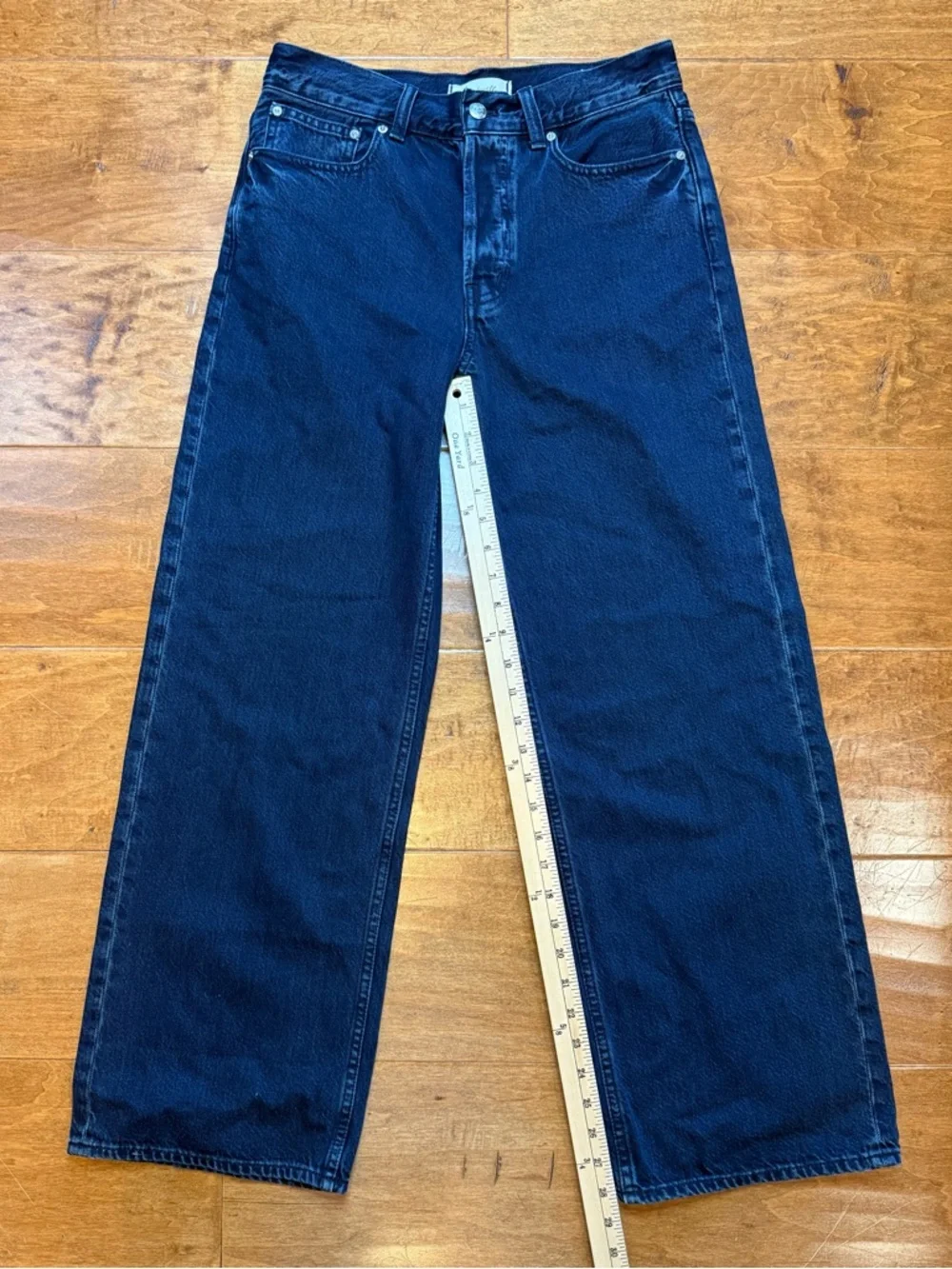 Madewell Low Rise Baggy Wide Leg Jeans Dark Indigo Button Fly 25